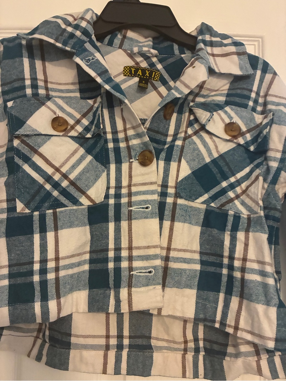 Women’s Teal Plaid Button-Up Shirt/Jacket